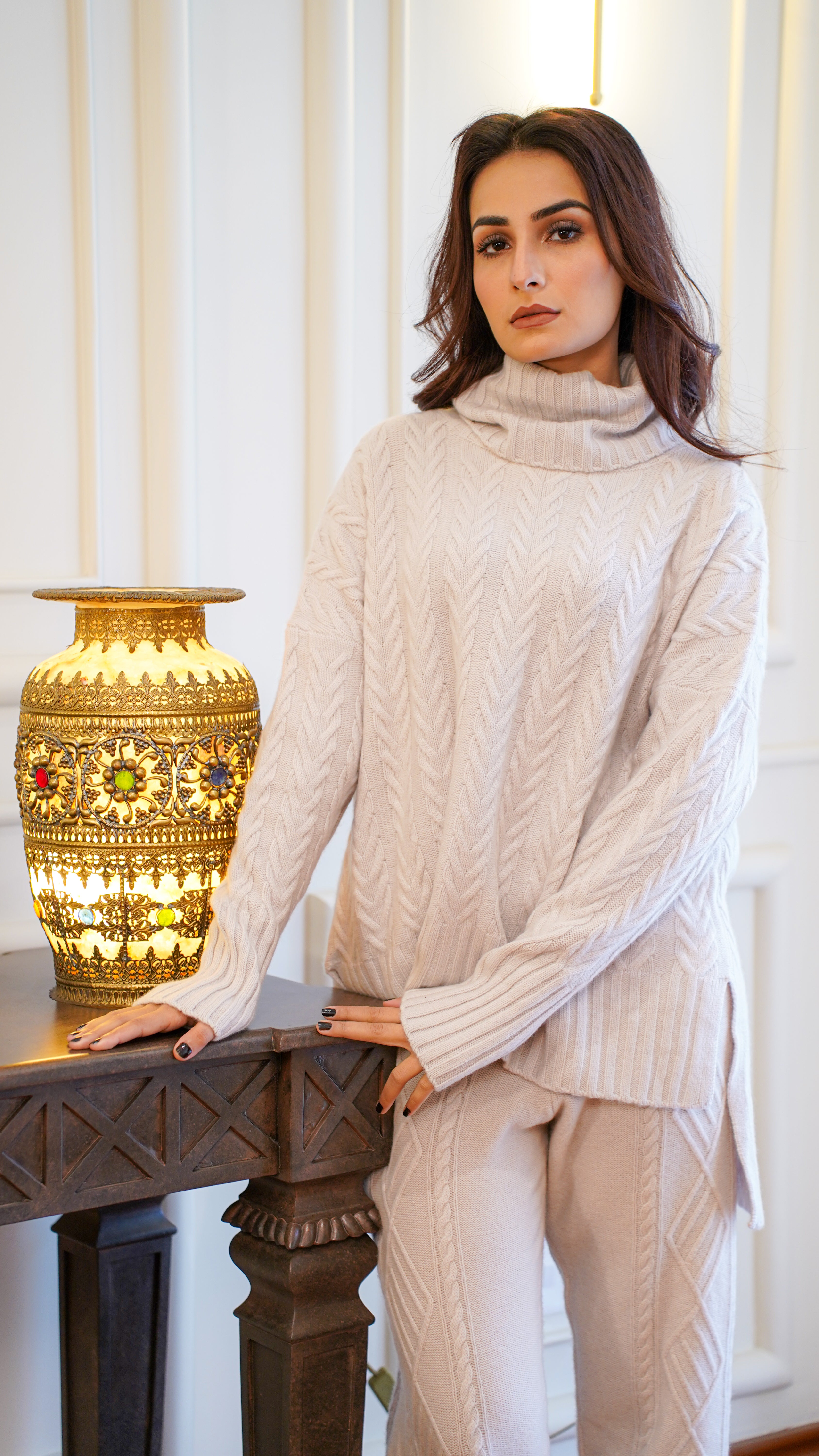 Amélie Cable-Knit Turtleneck Sweater