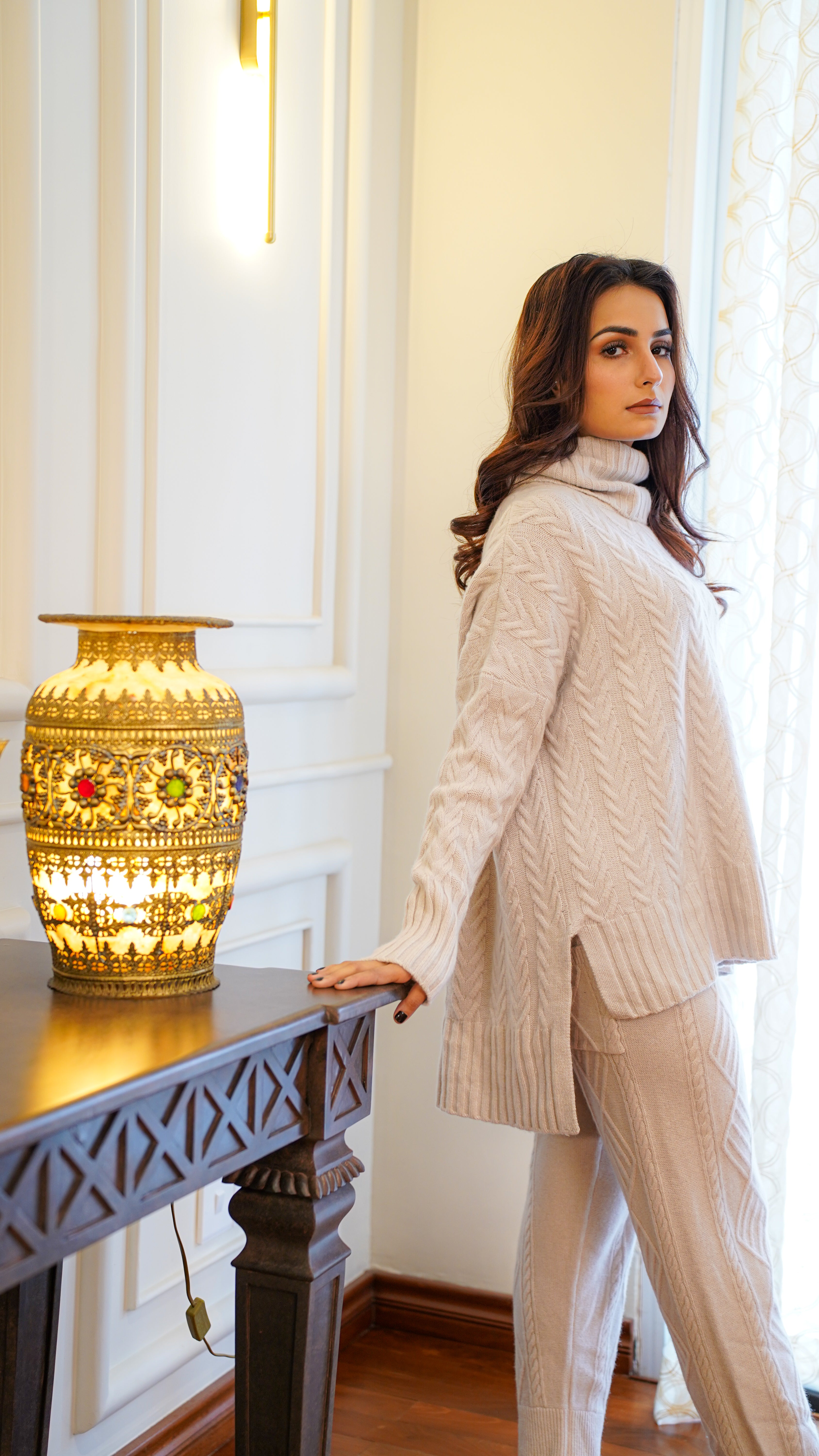 Amélie Cable-Knit Turtleneck Sweater