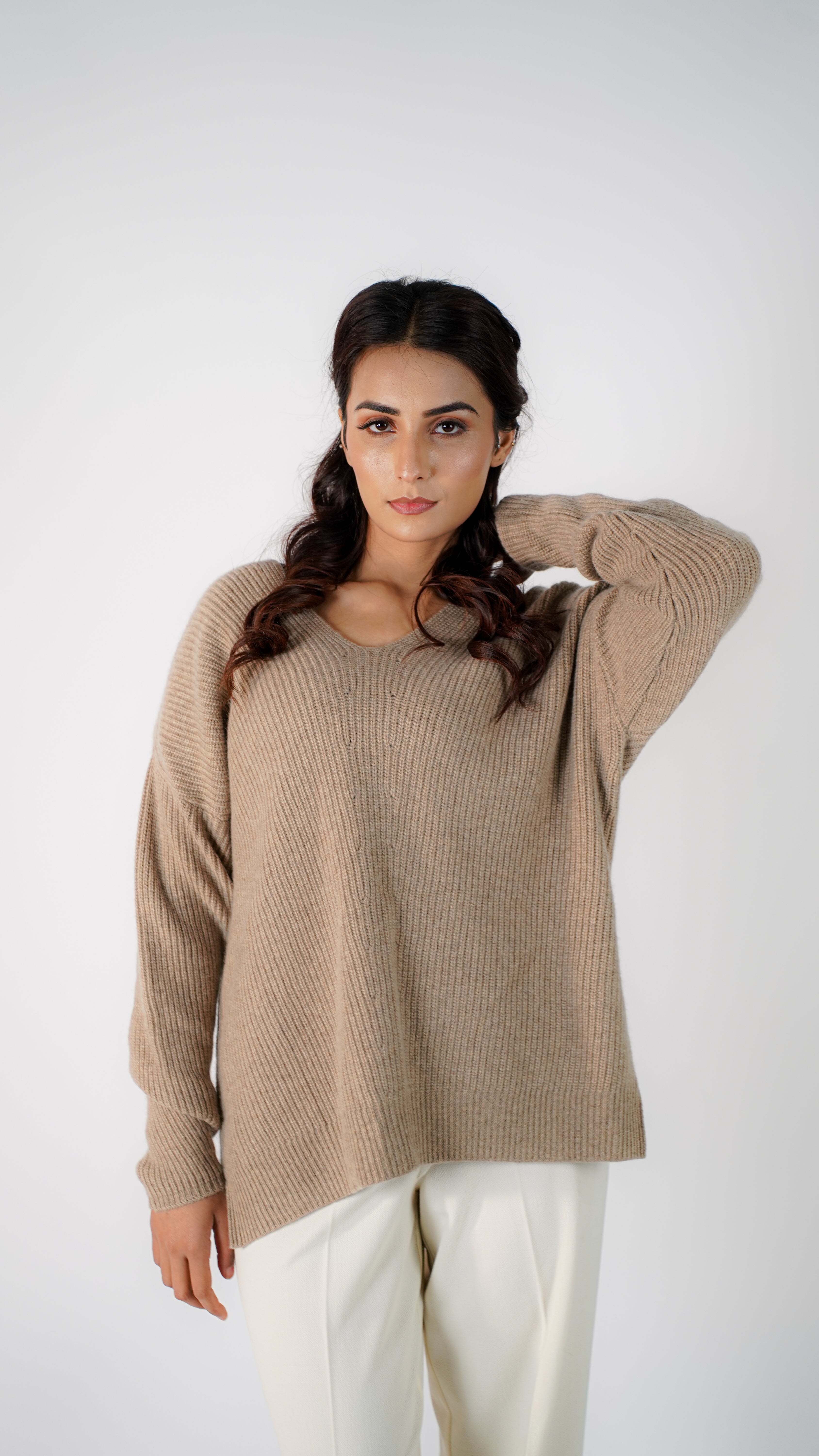 Élise V-Neck Ribbed Cashmere Sweater