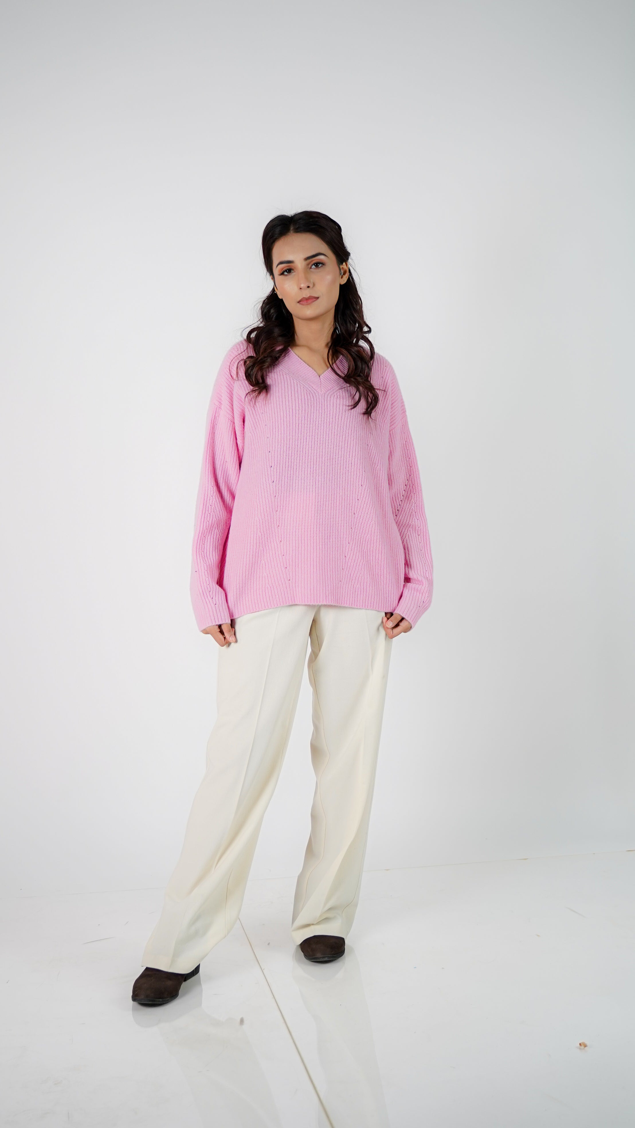 Louna Oversized Cashmere V-Neck Sweater